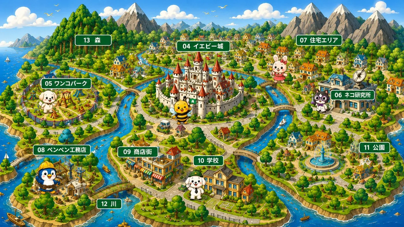 イエビータウンの地図